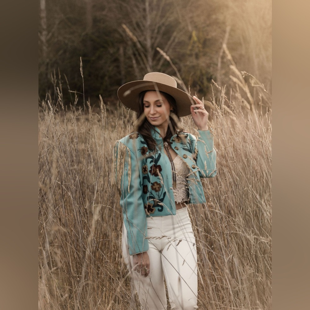 Double D Ranch Teal Embroidered Fringe Jacket - Picture 3 of 7